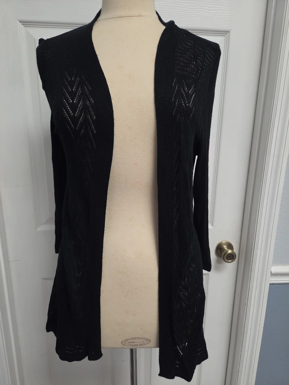 croft & barrow Black Ribbed Open Cardigan